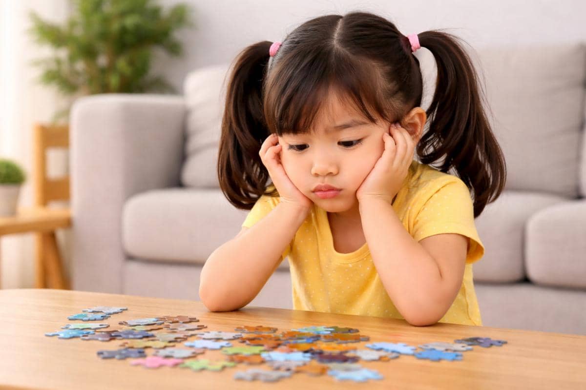 anak sedang main Puzzle