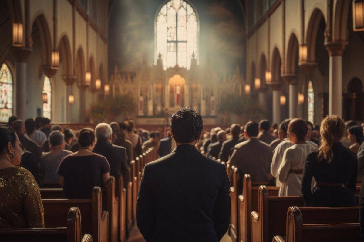 seorang pria berada di Gereja