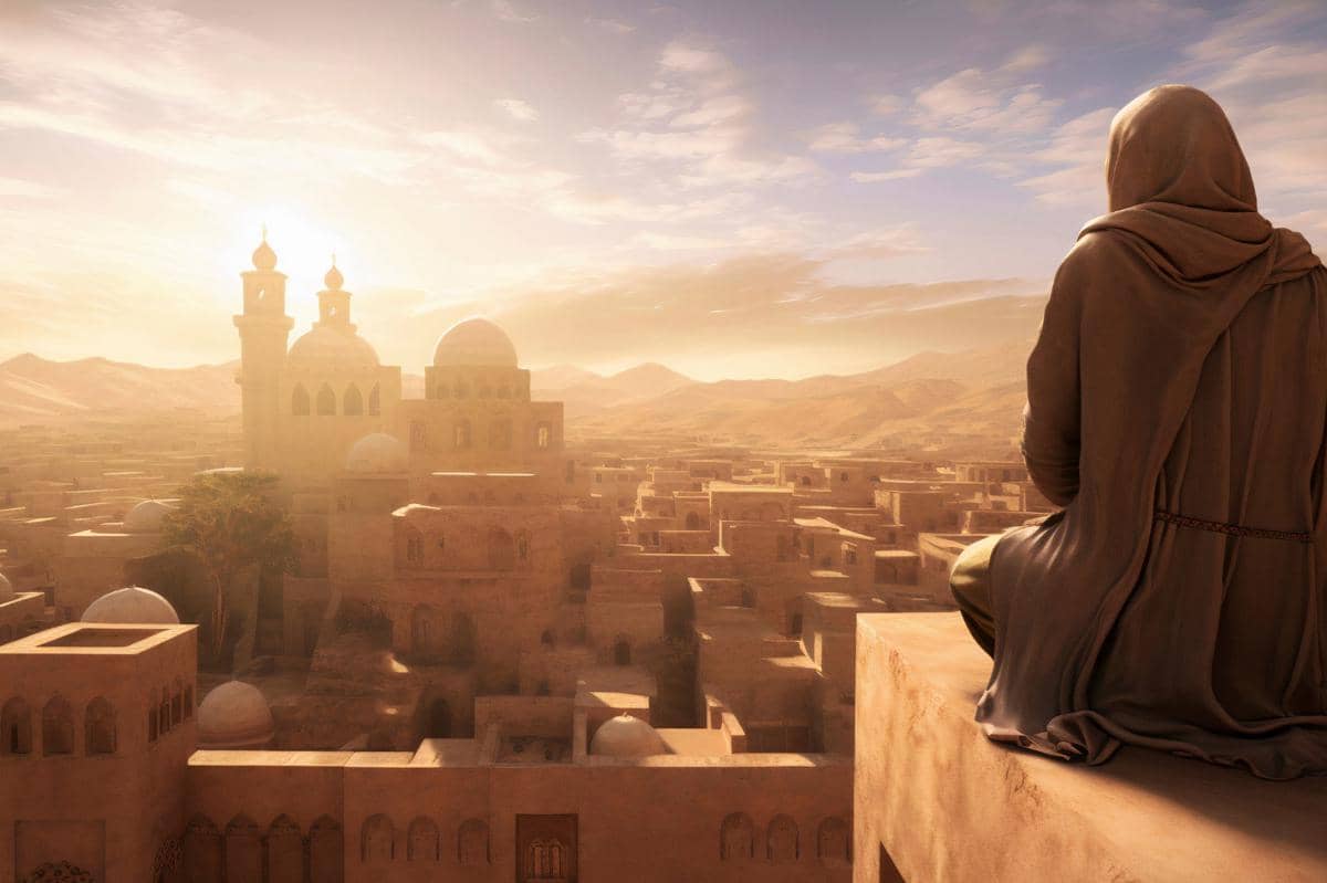 gambar orang jaman dahulu memandang Masjid