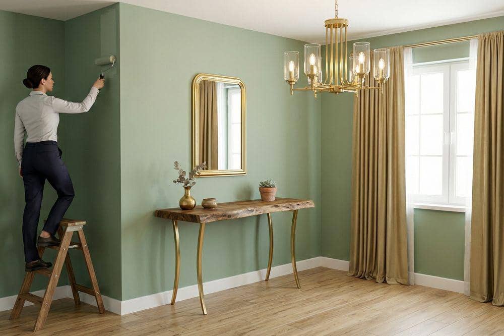 10 Ide Cat Tembok Warna Hijau Sage untuk Ruang Tamu 3