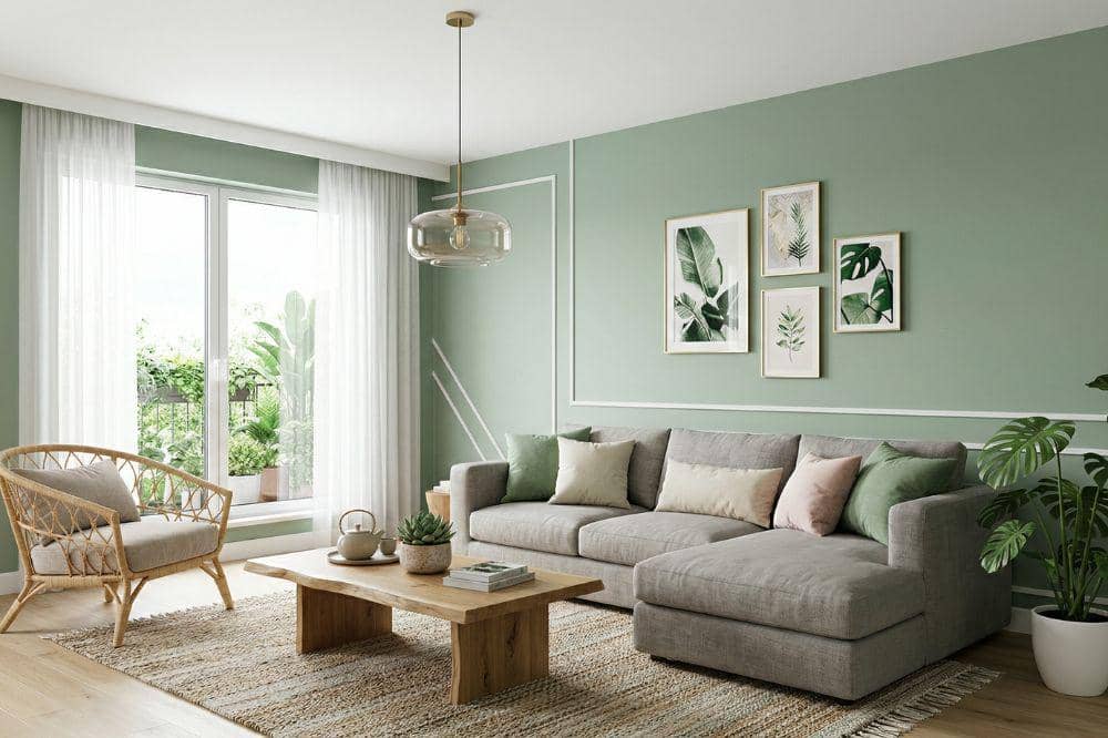 10 Ide Cat Tembok Warna Hijau Sage untuk Ruang Tamu, Ada Sentuhan Alam