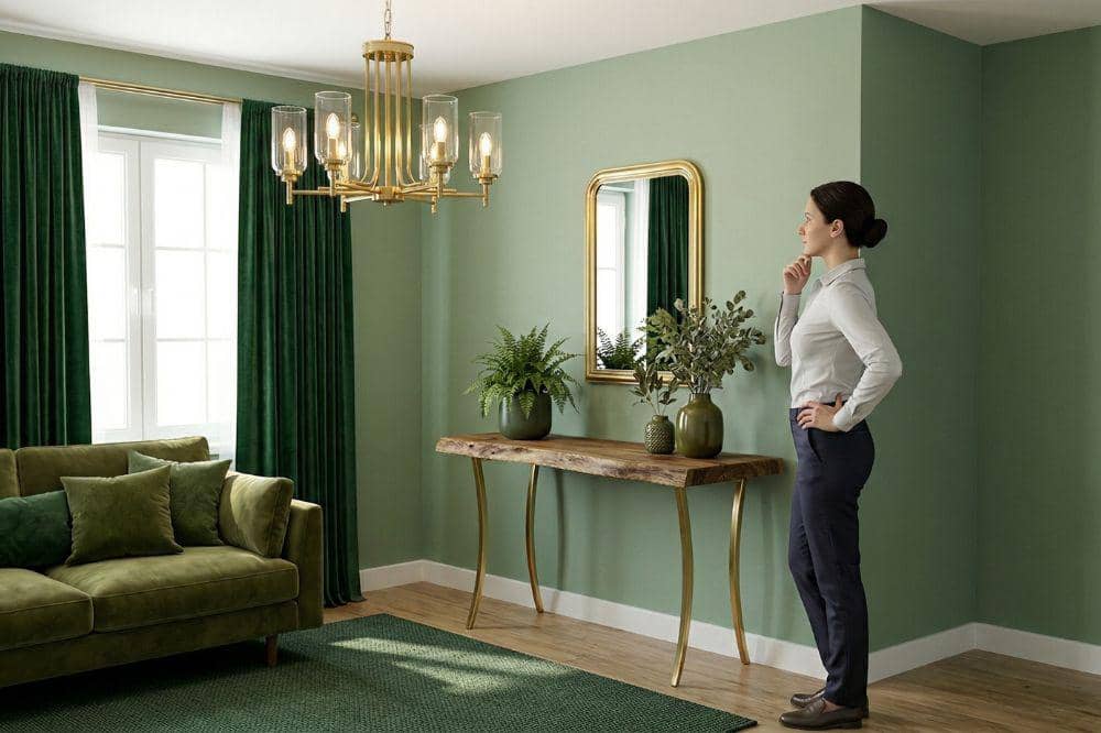 10 Ide Cat Tembok Warna Hijau Sage untuk Ruang Tamu 4