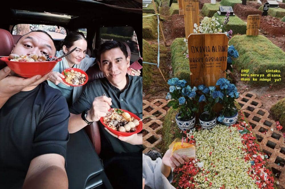 Enzy Storia Ziarah dan Bawa Kue Ulang Tahun ke Makam Vidi Aldiano