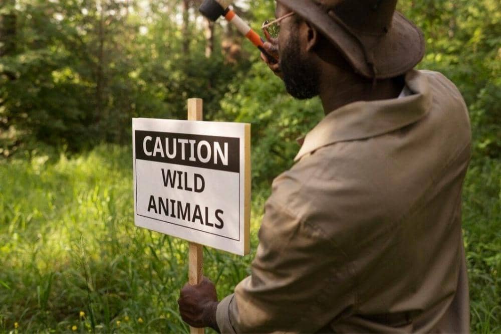 Tanda peringatan di taman