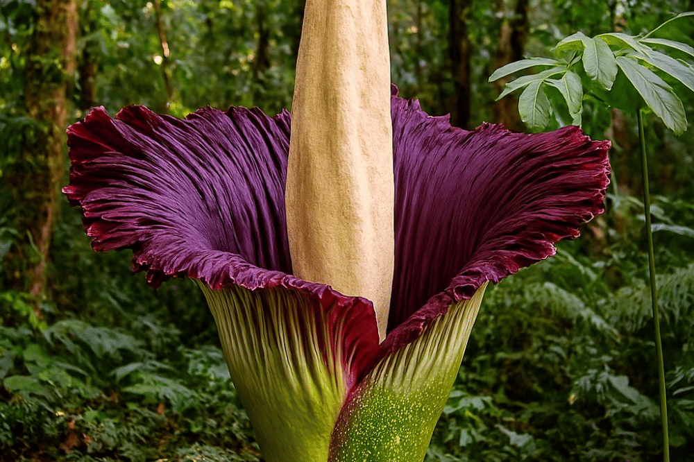 Bunga bangkai yang sedang mekar