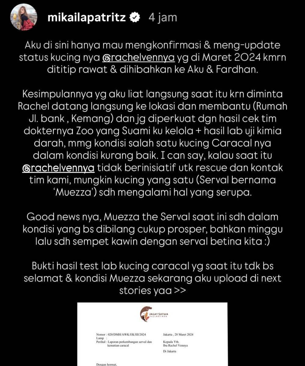 mikaila patritz di kasus rachel vennya