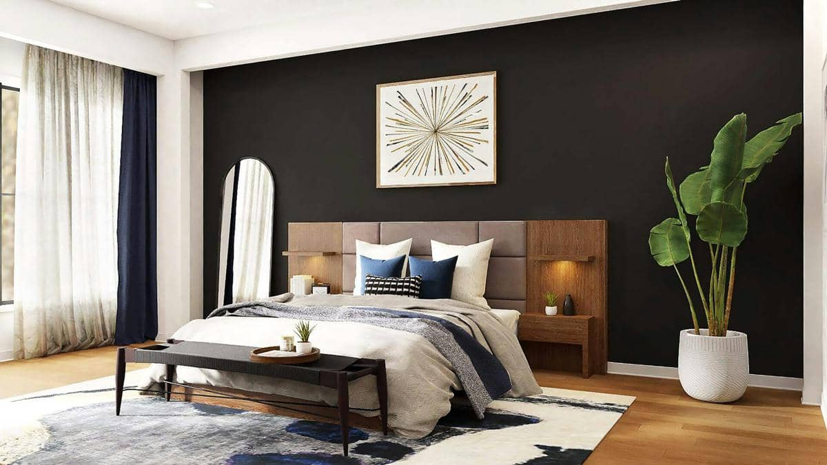 ilustrasi kamar dengan cat warna deep black