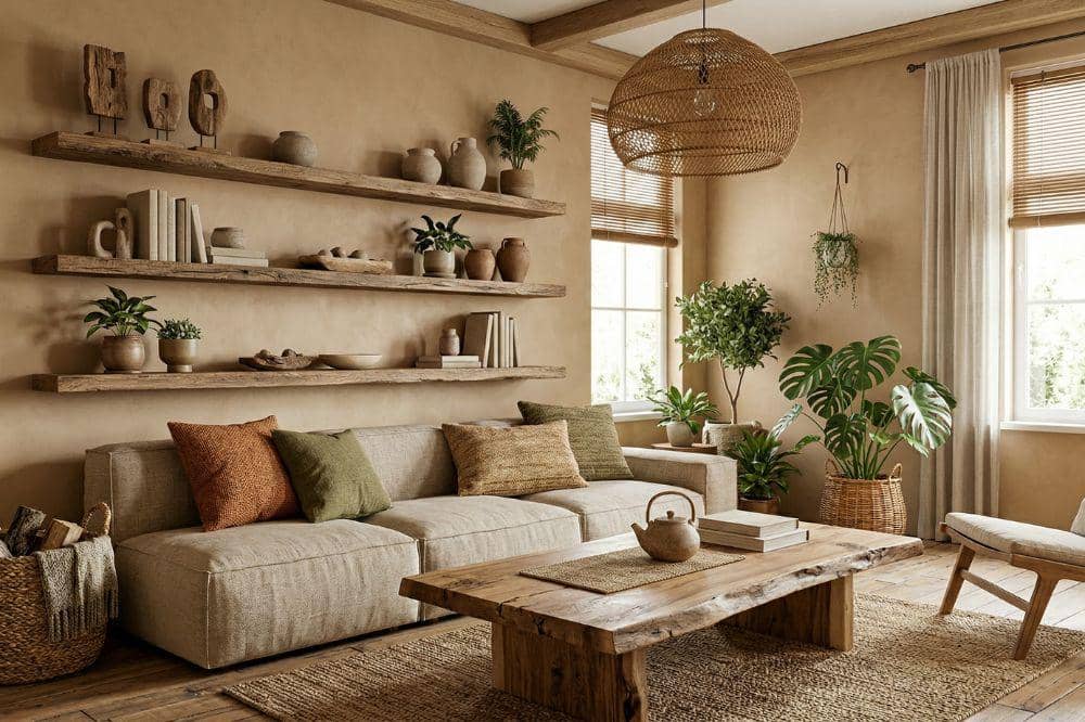 10 Ide Cat Tembok Warna Cokelat Muda untuk Ruang Tamu 3