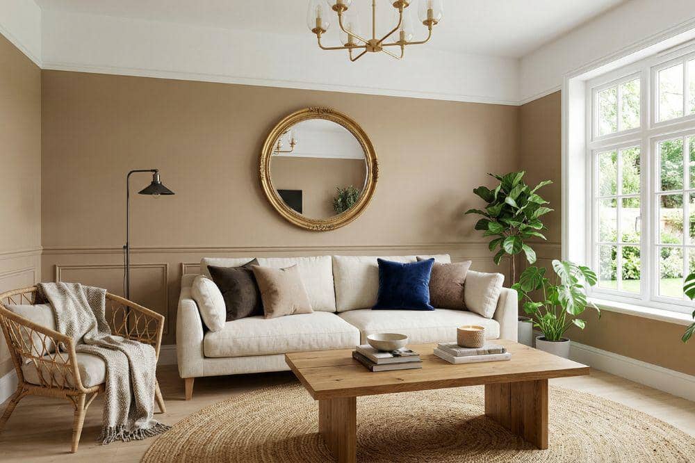 10 Ide Cat Tembok Warna Cokelat Muda untuk Ruang Tamu, Referensi Baru