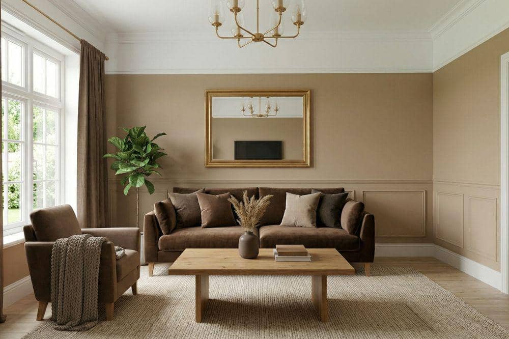 10 Ide Cat Tembok Warna Cokelat Muda untuk Ruang Tamu 2