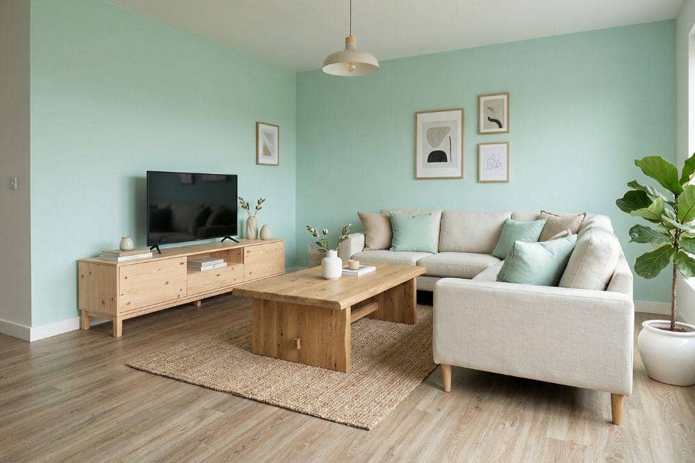 10 Ide Cat Tembok Warna Hijau Mint untuk Ruang Tamu 2