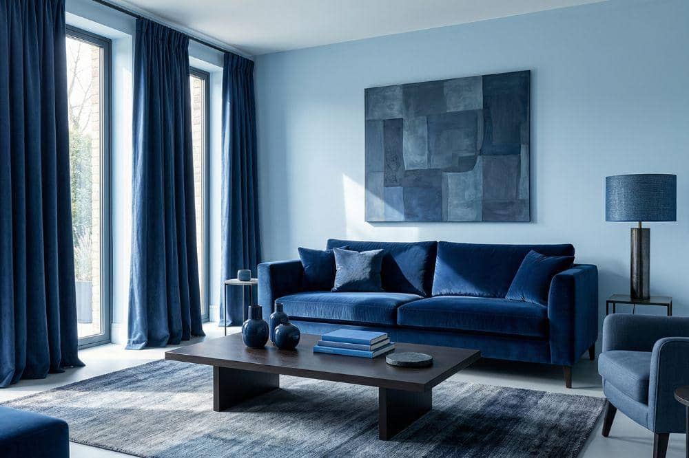 10 Ide Cat Tembok Warna Biru Muda untuk Ruang Tamu 3