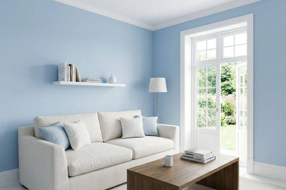 10 Ide Cat Tembok Warna Biru Muda untuk Ruang Tamu 1