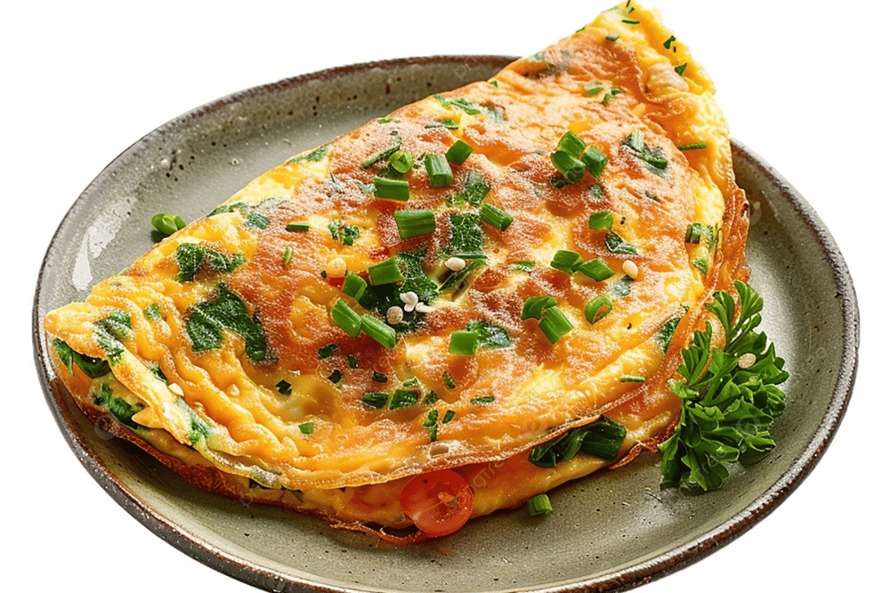 telur dadar dengan topping sayur 