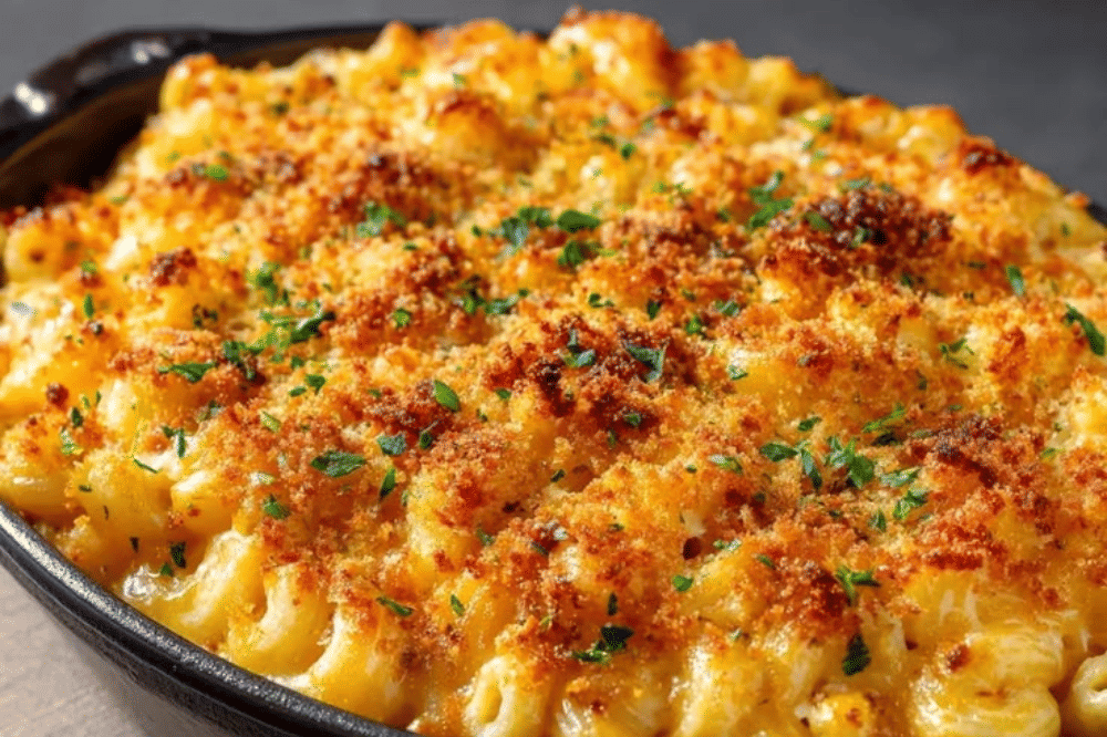 Hidangan macaroni and cheese panggang
