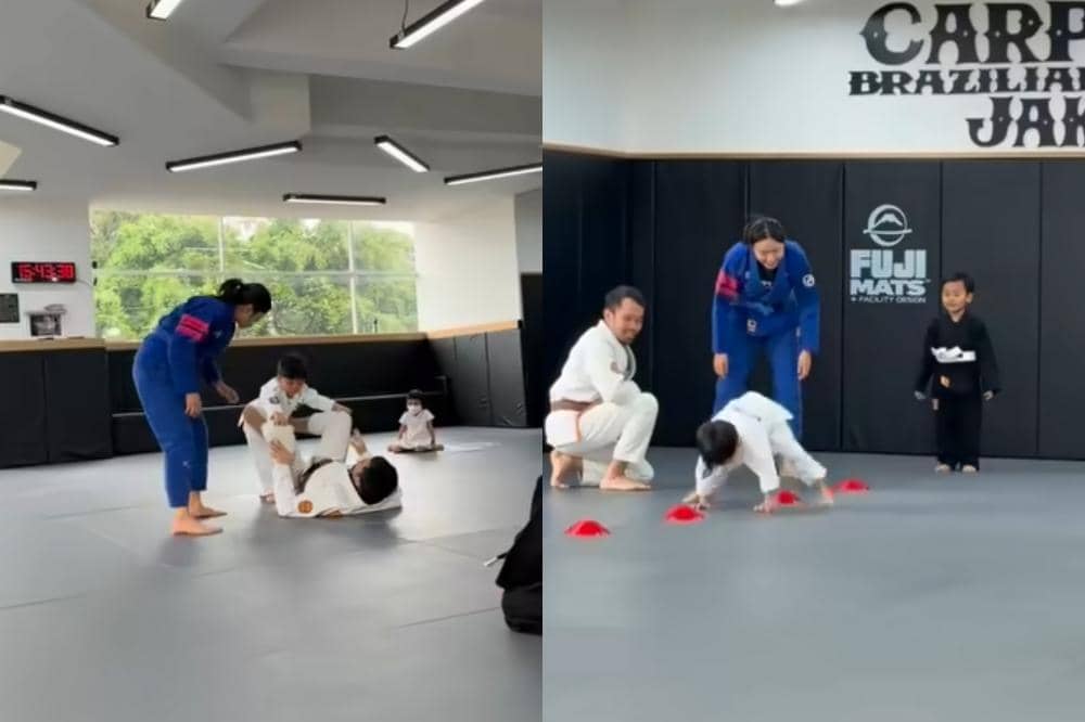 Issa sedang latihan Brazilian Jiu Jitsu