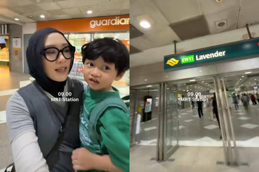 Shadira dan Jinji saat di MRT menuju Ocenarium