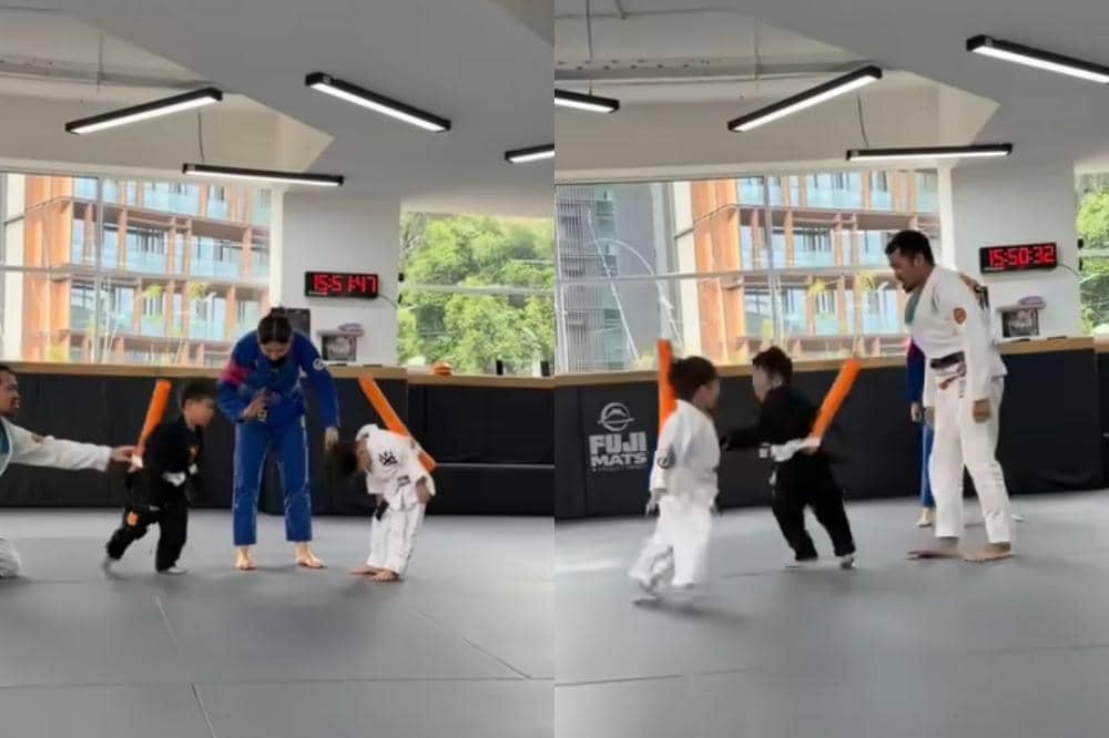 Issa sedang latihan Brazilian Jiu Jitsu