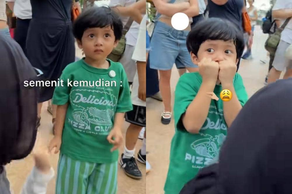 Jinji saat ketakutan di Universal Studio