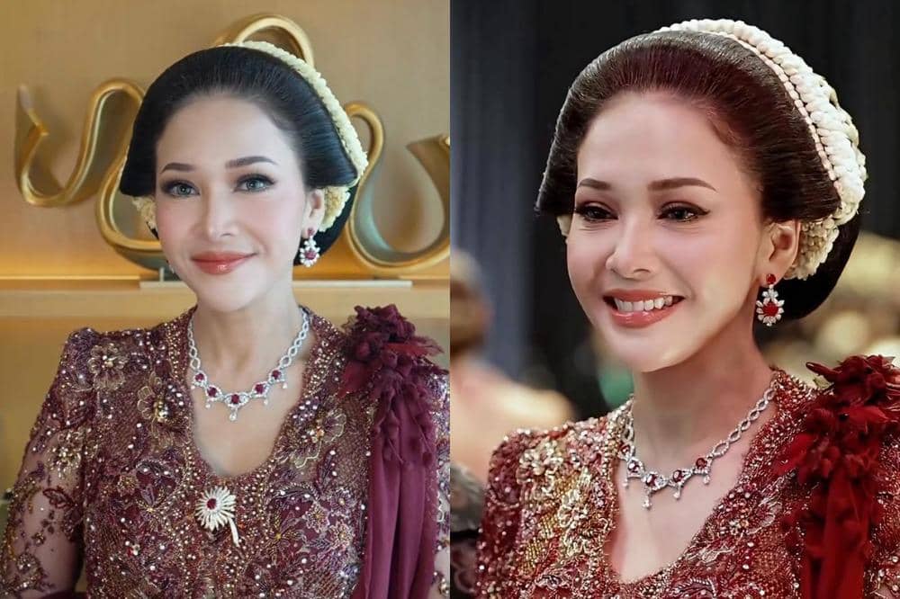 Gaya Mewah Maia Estianty Pakai Red Ruby di Akad El Rumi & Syifa Hadju 