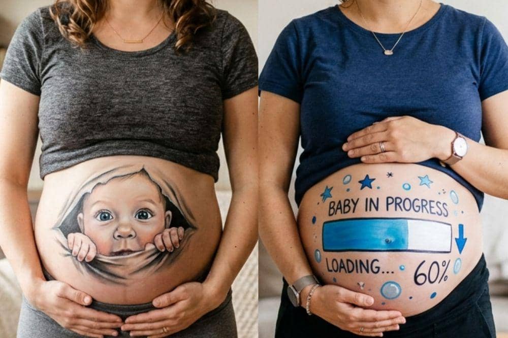 15 Foto Baby Bump Painted yang Bisa Jadi Inspirasi Ibu Hamil