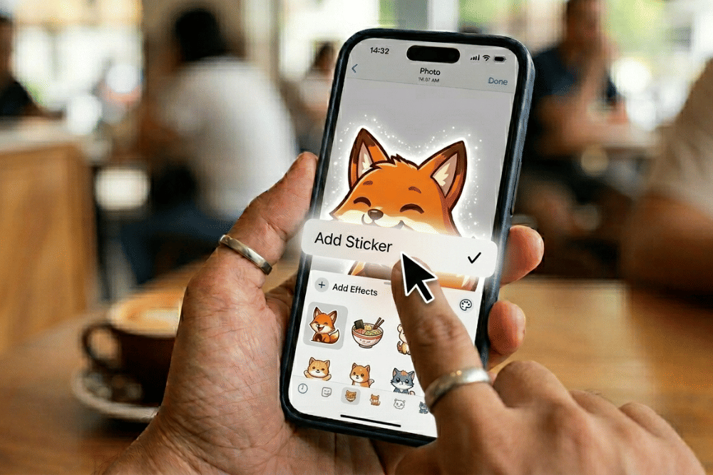 Iliustrasi membuat sticker di iPhone 