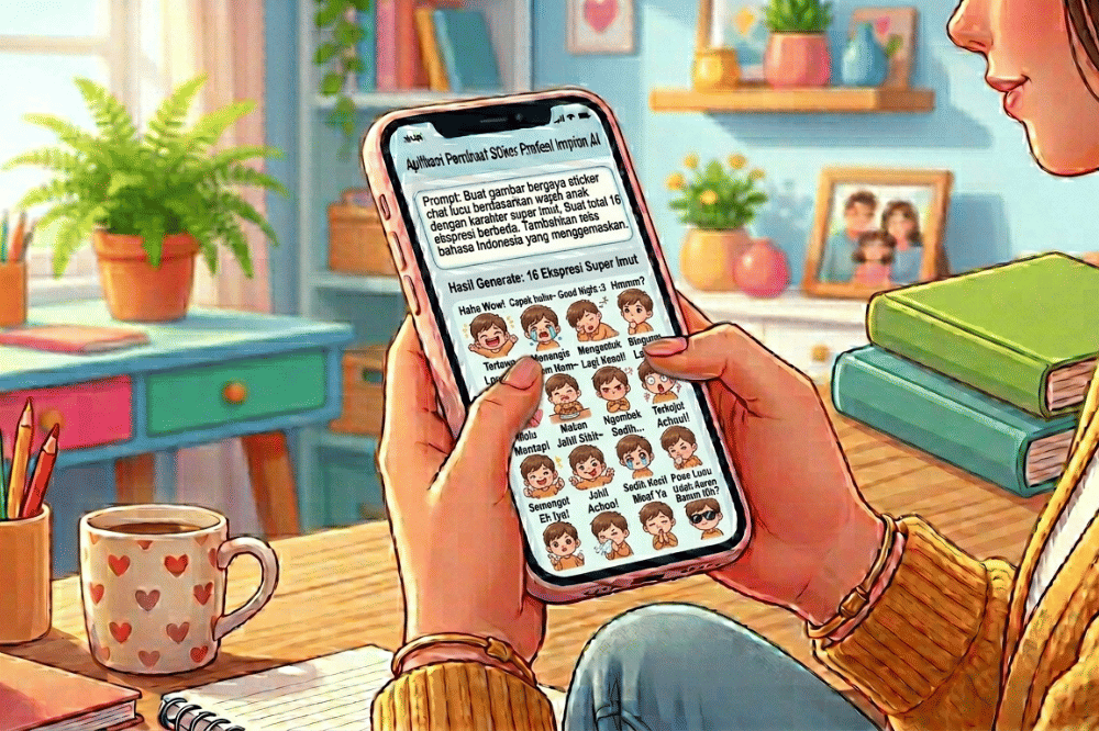 Ilustrasi membuat sticker WA dengan AI 