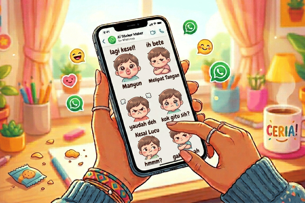 Ilustrasi membuat sticker di AI