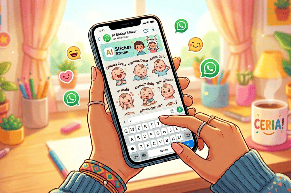 Ilustrasi membuat sticker di AI