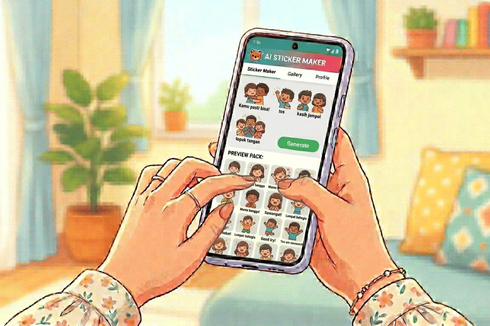 Ilustrasi membuat sticker dengan AI 