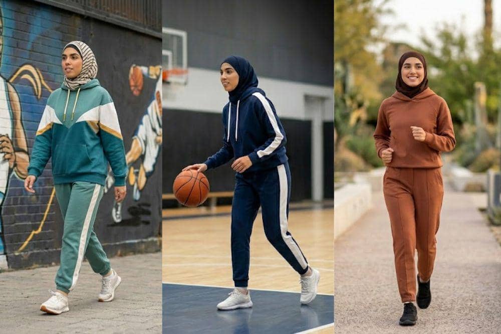 7 Kombinasi Jaket Hoodie dan Celana Training untuk Olahraga Hijab
