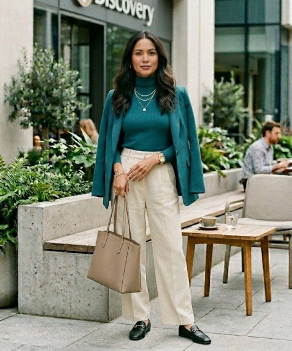 7 Inspirasi Teal Top & Cream Pants, Rahasia Look Clean Girl 2026 6.jpg