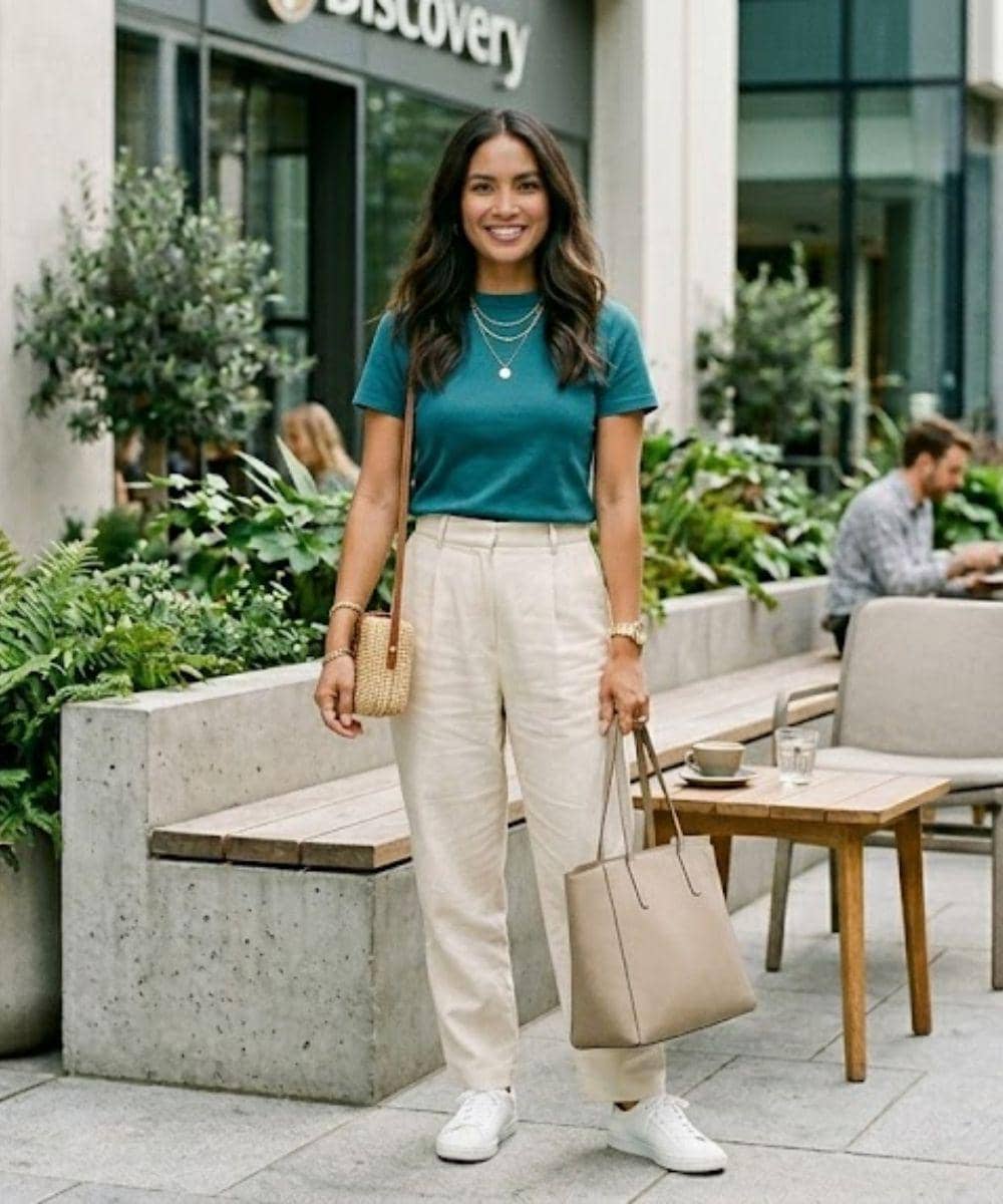 7 Inspirasi Teal Top & Cream Pants, Rahasia Look Clean Girl 2026 7.jpg