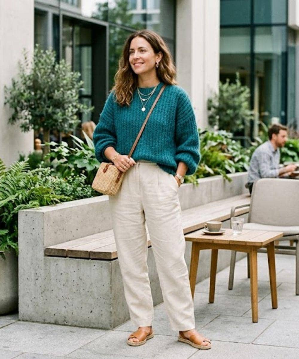 7 Inspirasi Teal Top & Cream Pants, Rahasia Look Clean Girl 2026 3.jpg