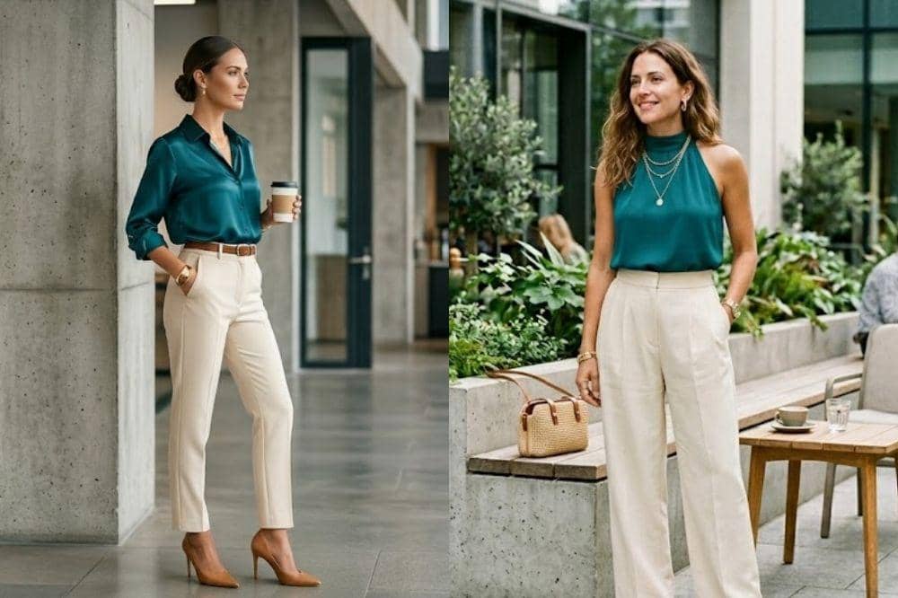 7 Inspirasi Teal Top & Cream Pants, Rahasia Look Clean Girl 2026