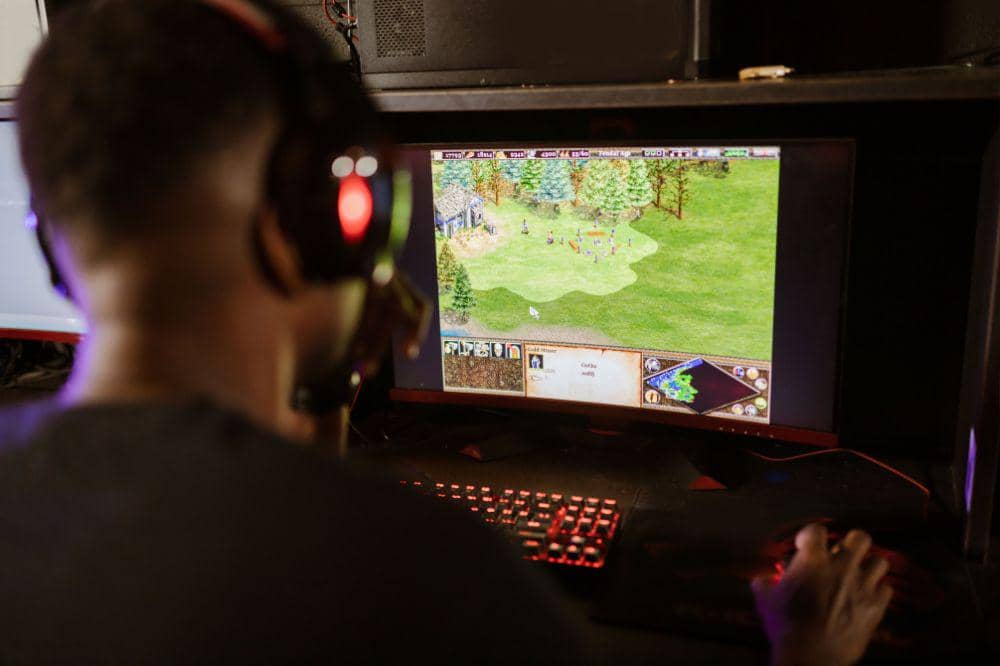 Anak bermain game online di komputer