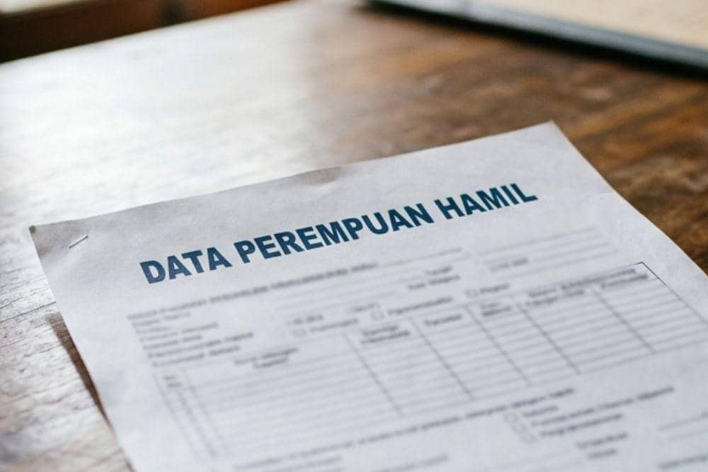 Lembar bertuliskan data perempuan hamil.