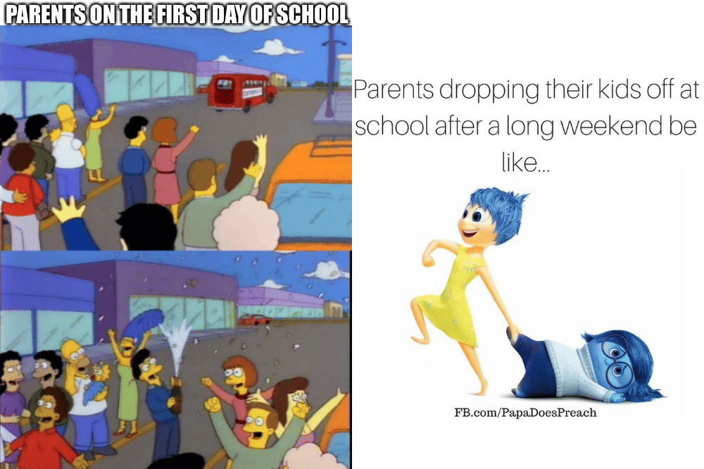 10 Meme Orangtua Antar Anak Sekolah, Terharu hingga Merasa Bebas