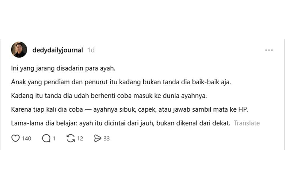 hadir secara fisik di rumah belum tentu benar-benar terhubung secara emosional 