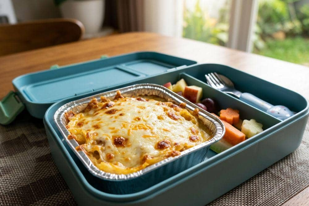 Kwetiau kukus schotel keju meleleh untuk bekal anak