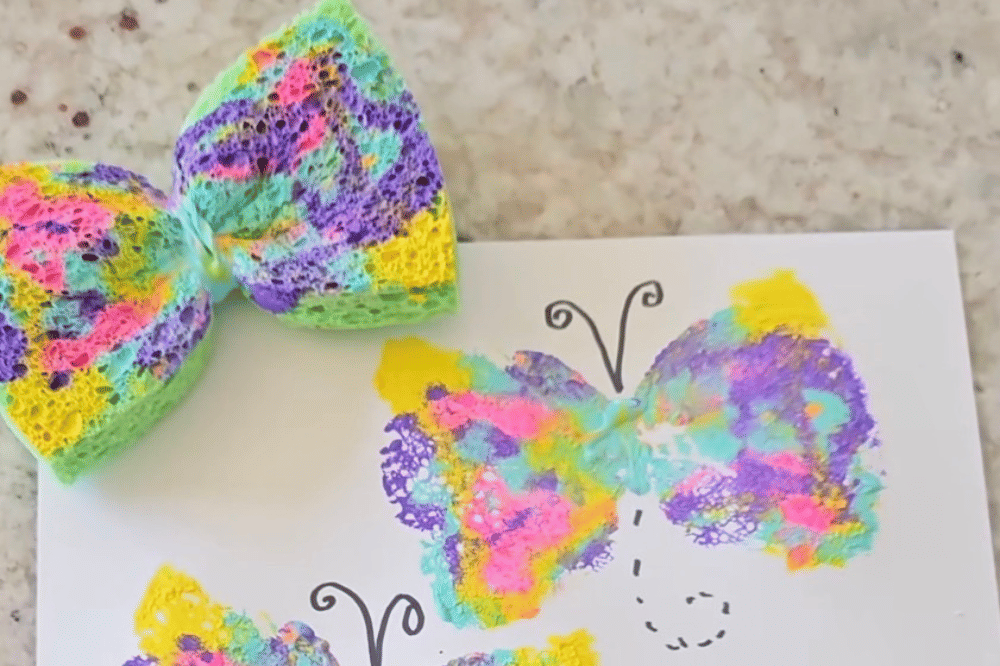 Melukis kupu kupu dengan sponge 
