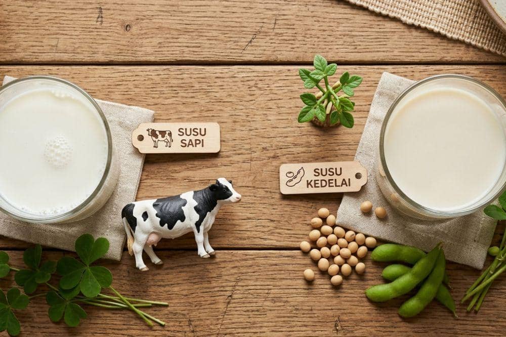 Susu sapi almi dan susu kedelai alami