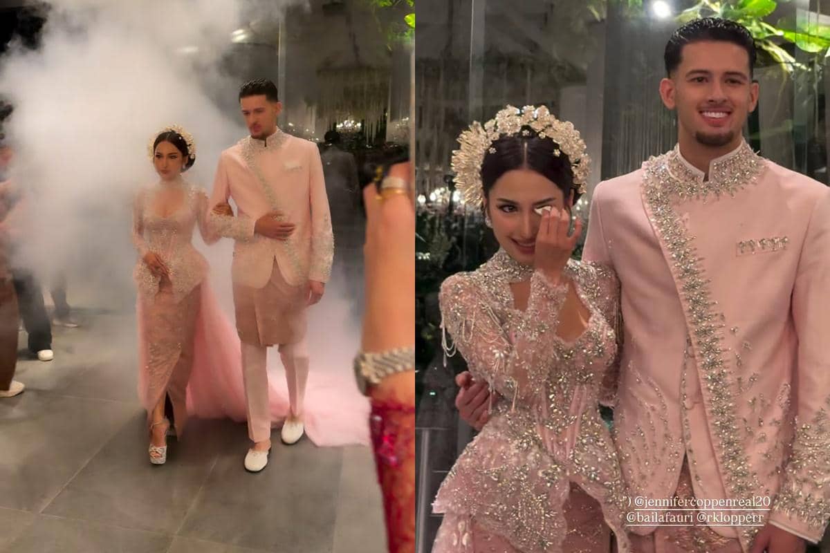 5 Detail Gaun Pengantin Jennifer Coppen saat Resepsi, Gorgeous Pink!