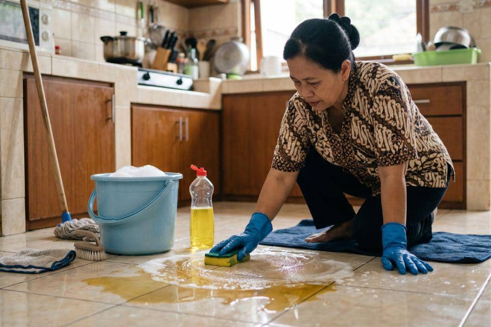 9 Cara Membersihkan Lantai Berminyak