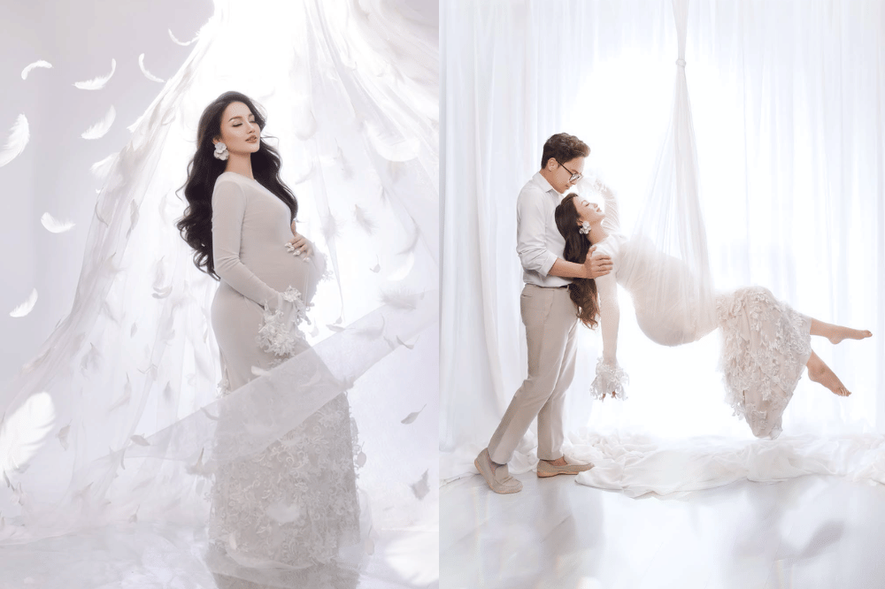 7 Foto Maternity Nanda Arsyinta, Tampil Serba Putih bak Bidadari