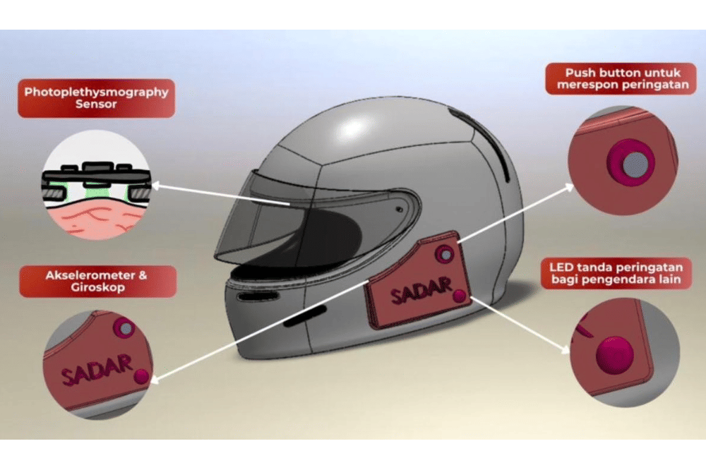 Cegah Microsleep saat Berkendara, Mahasiswa ITB Rancang Helm Pintar