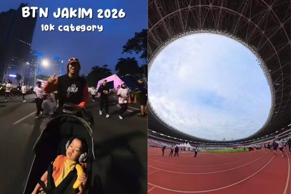 Keren! Papa Gema Suami Triarona Marathon Pace 6 Sambil Bawa Stroller
