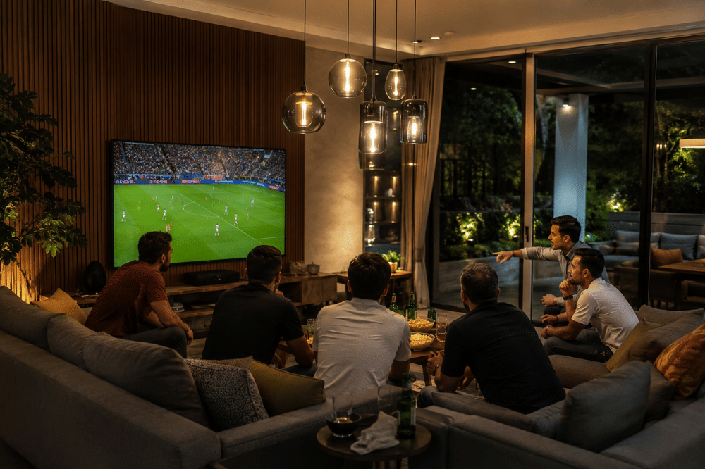 7 Ide Dekorasi Lampu Gantung untuk Nobar Bola Malam Hari, Makin Meriah