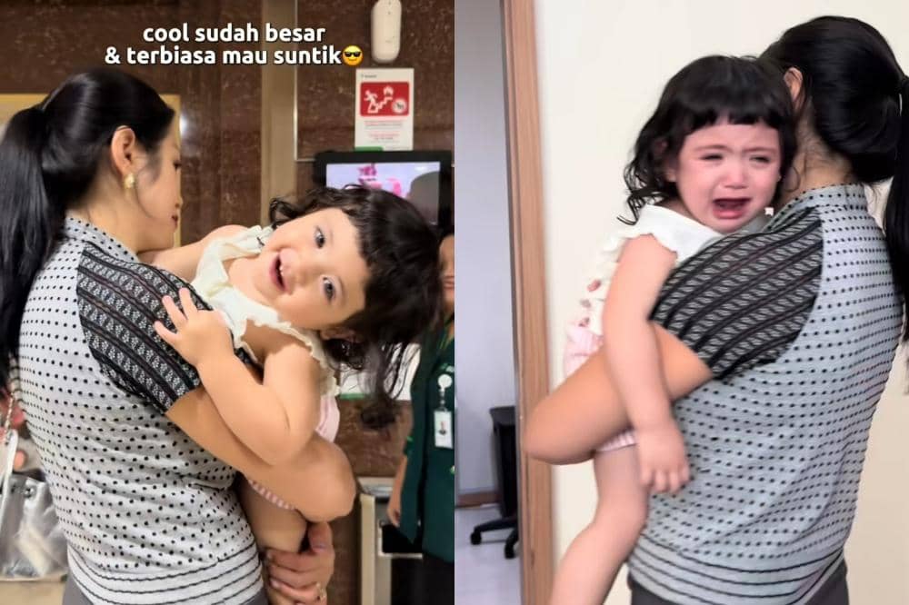 Hagia Menangis Hebat saat Divaksin, Mama Jedar Sigap Menenangkan