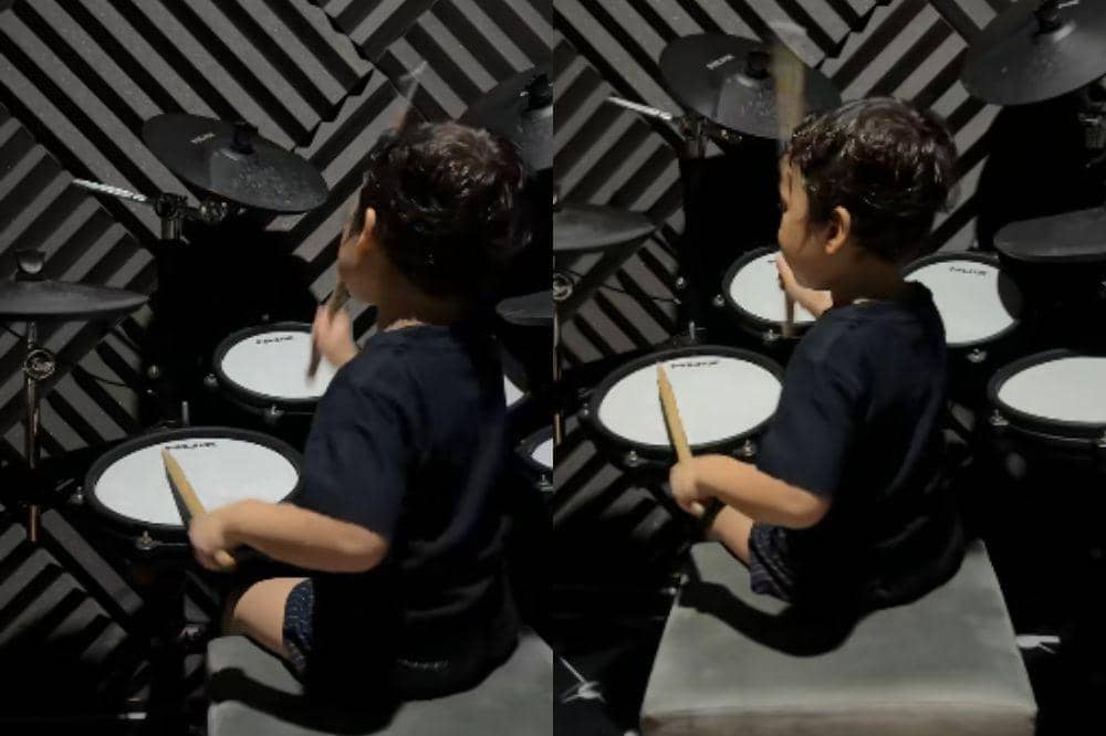 Baru hari pertama, Kenkulus sudah terlihat lihai bermain drum